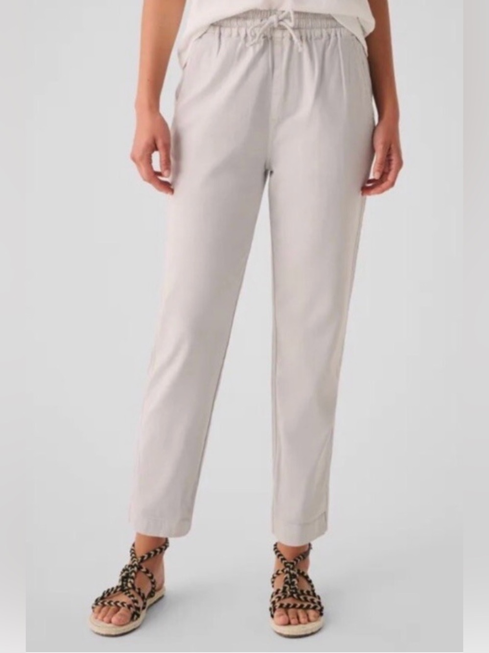 FAHERTY Essential Pant Mariner Grey Organic Cotton Linen Blend Travel Pants NWT